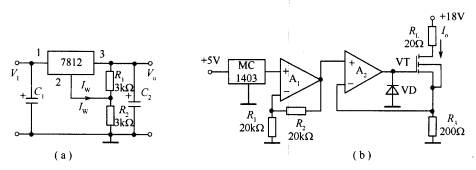 5为三端稳压器组成的稳压电路和基准电压源mc1403构成的基准电流源