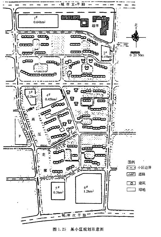 小区,南北分别是城市主次干道,西侧有110kv的高压走廊,东为居住用地